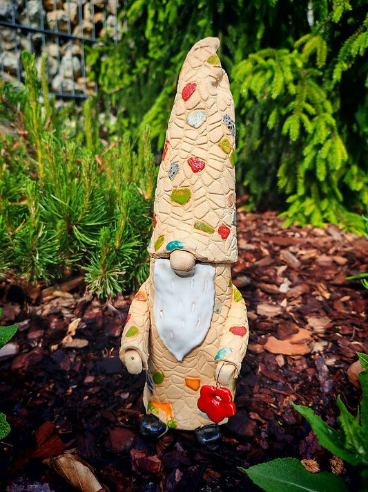 Handcrafted Mosaic Ceramic Garden Gnome – "The Colorful Guardian"