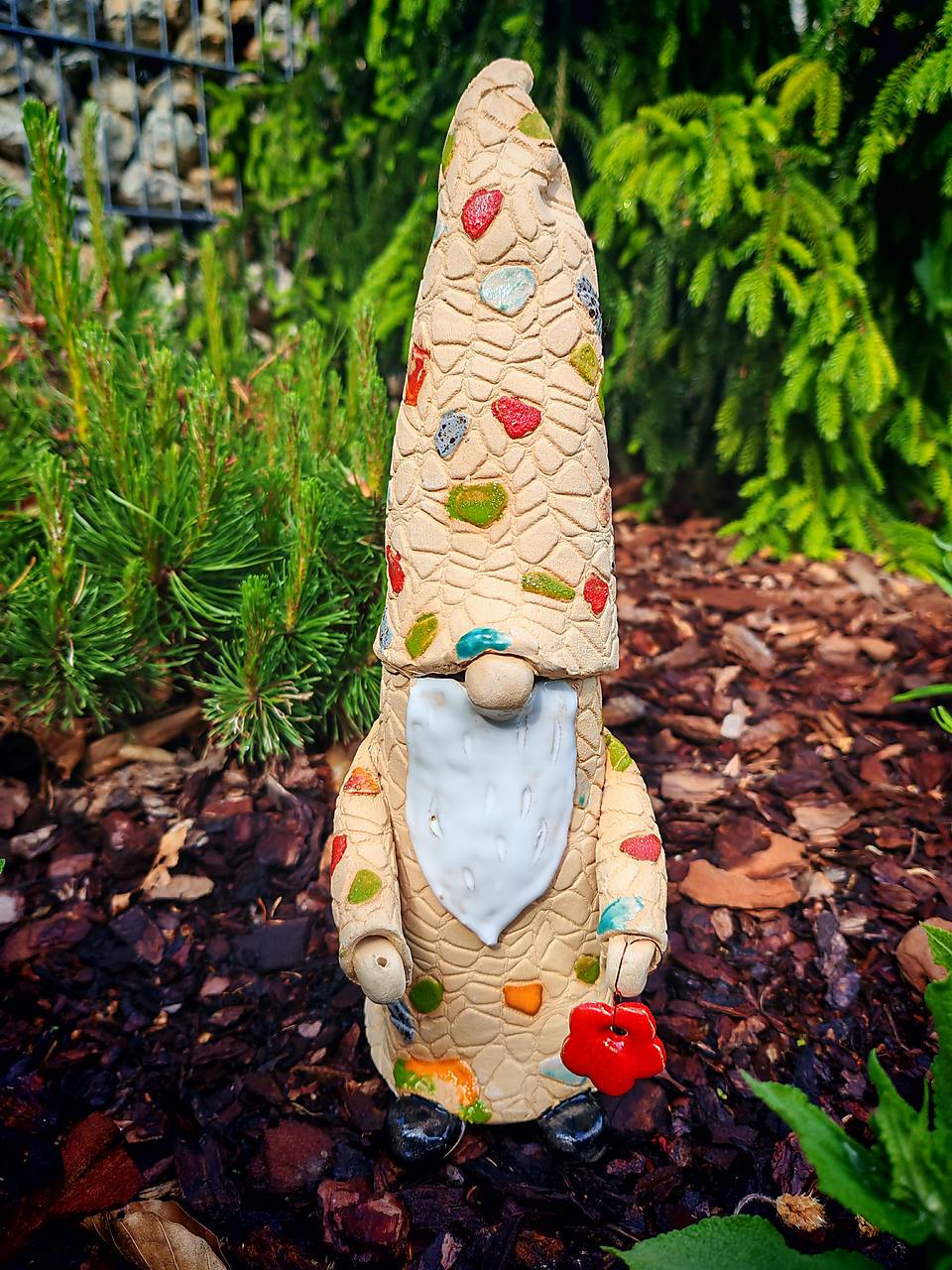 Handcrafted Mosaic Ceramic Garden Gnome – "The Colorful Guardian"