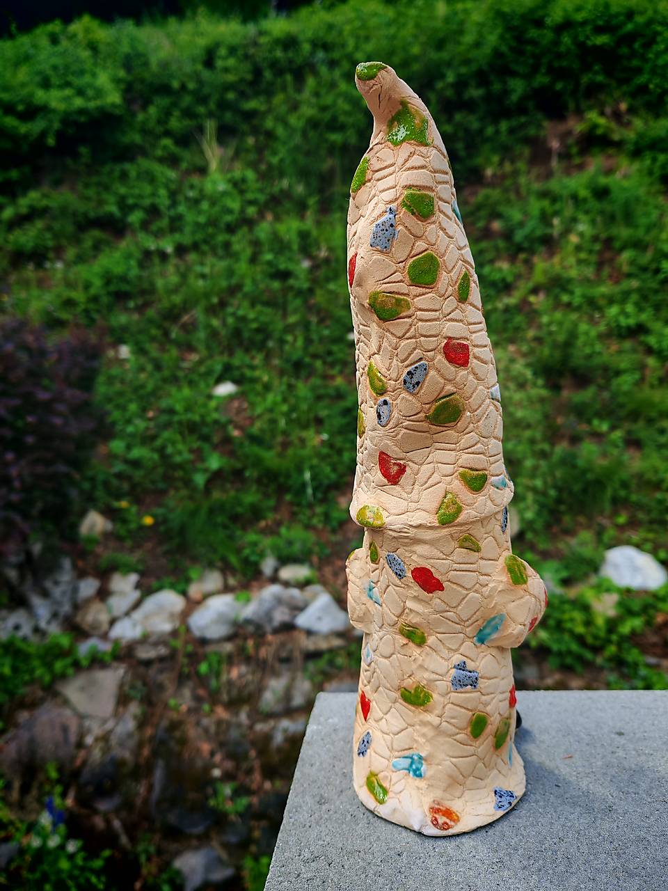 Handcrafted Mosaic Ceramic Garden Gnome – "The Colorful Guardian"