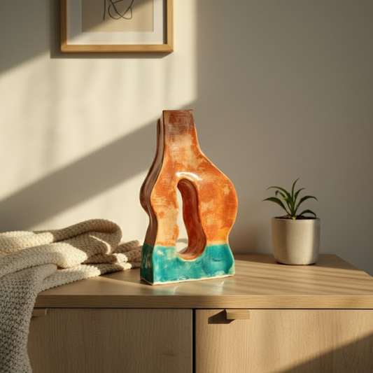 Handmade "Sunset Tide" Sculptural Ceramic Vase