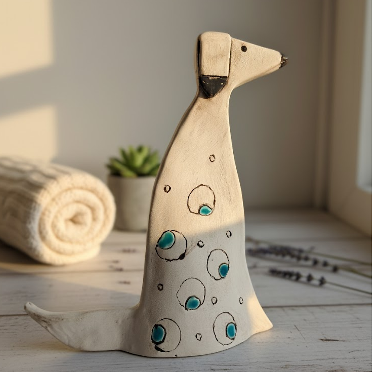Handcrafted Ceramic Dog – Minimalist Art Sculpture