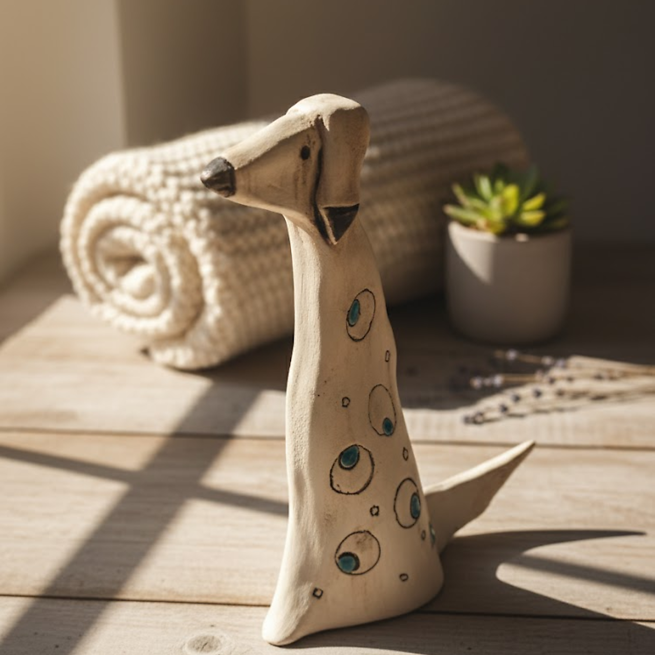 Handcrafted Ceramic Dog – Minimalist Art Sculpture