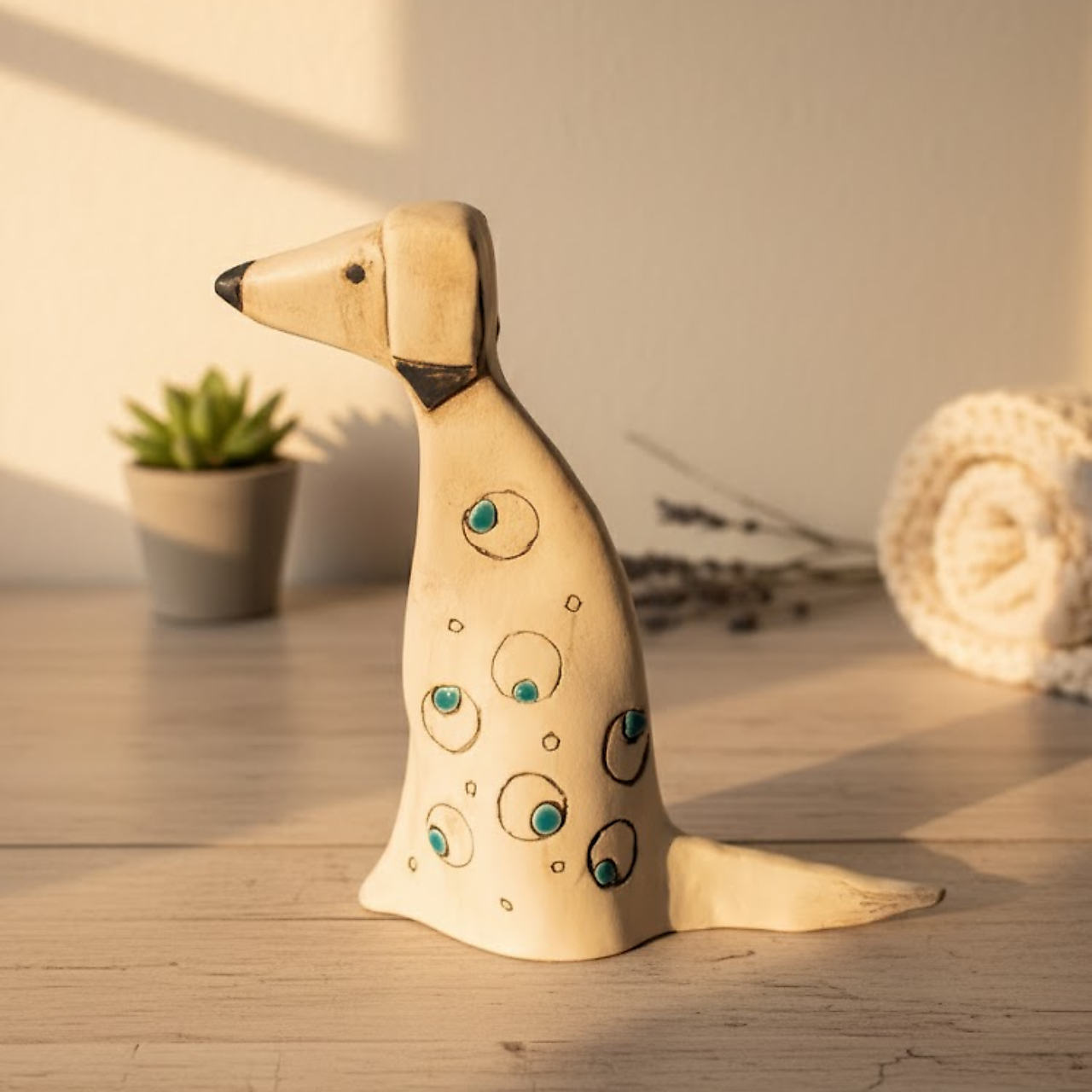 Handcrafted Ceramic Dog – Minimalist Art Sculpture